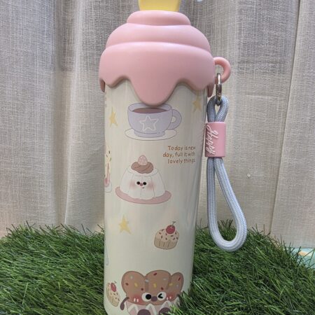 Aesthetic Ice-cream bottle Hot & Cold Insulated Water Bottle come Sipper 600Ml