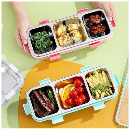 3-Compartment Stainless Steel Lunch Box